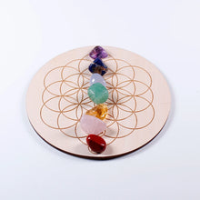 Mixed Chakra Healing Stone Chips + Wood Plate (7pcs)