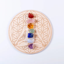 Mixed Chakra Healing Stone Chips + Wood Plate (7pcs)