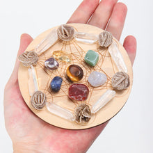 Mixed Chakra Healing Stone Chips + Wood Plate (7pcs)