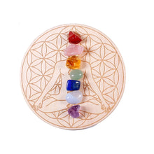 Mixed Chakra Healing Stone Chips + Wood Plate (7pcs)