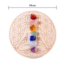 Mixed Chakra Healing Stone Chips + Wood Plate (7pcs)