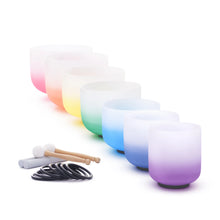 432hz Chakra Crystal Singing Bowls Set (Includes Carrying Bags, 2 Pcs Suede Sticks Rubber Mallets)