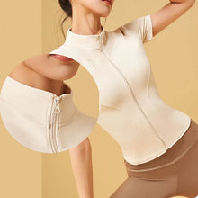 Alena Zipper Short Sleeve Fitness Top