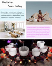 432hz Chakra Crystal Singing Bowls Set (Includes Carrying Bags, 2 Pcs Suede Sticks Rubber Mallets)