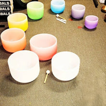 432hz Chakra Crystal Singing Bowls Set (Includes Carrying Bags, 2 Pcs Suede Sticks Rubber Mallets)