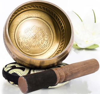 Gold Tibetan Singing Bowl Set