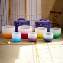 432hz Chakra Crystal Singing Bowls Set (Includes Carrying Bags, 2 Pcs Suede Sticks Rubber Mallets)