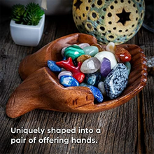 Wood Carved Hands Offering Bowl